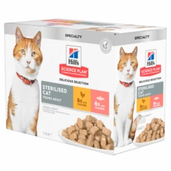 Hills Hill’s Feline Maaltijdzakjes Adult Sterilised – Kattenvoer – Kip Zalm 12×85 G