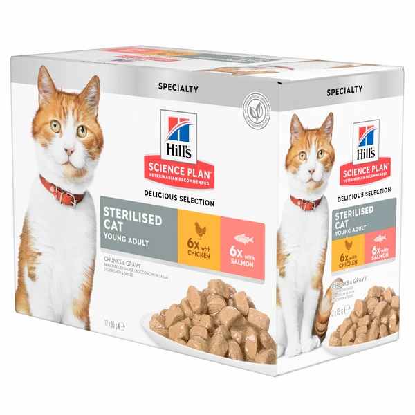 Hills Hill’s Feline Maaltijdzakjes Adult Sterilised – Kattenvoer – Kip Zalm 12×85 G 3 Hills Hill’s Feline Maaltijdzakjes Adult Sterilised – Kattenvoer – Kip Zalm 12×85 G