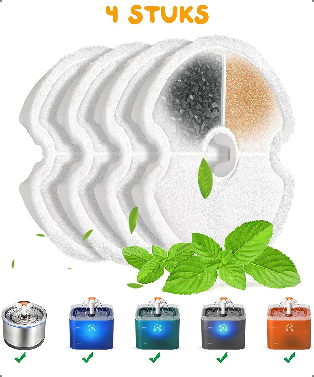 Pawwy Drinkfontein Voor Katten Filters – 4 Stuks 3 Pawwy Drinkfontein Voor Katten Filters – 4 Stuks