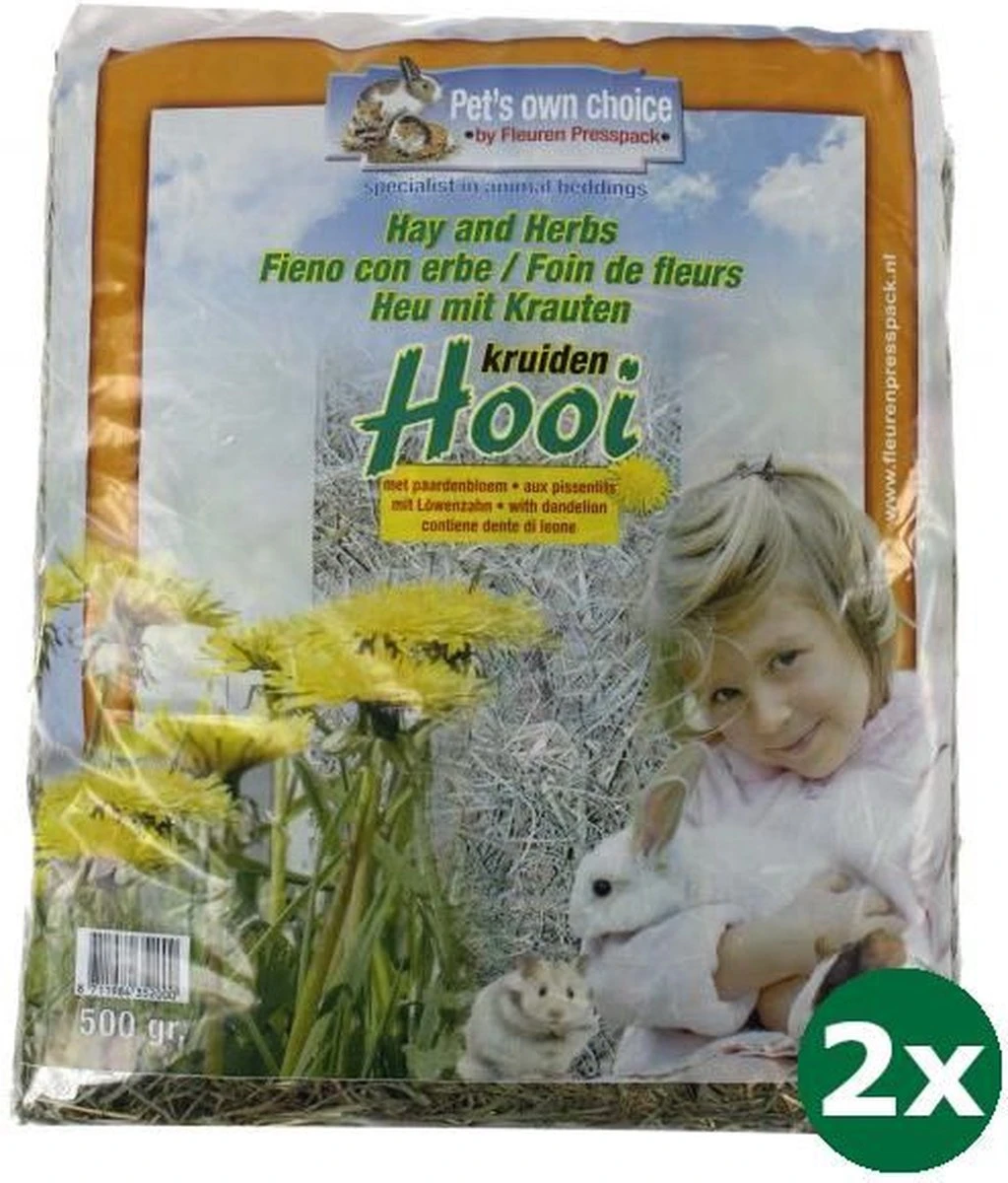 2×500 Gr Pets Own Choice Hooi Paardebloem 3 2×500 Gr Pets Own Choice Hooi Paardebloem