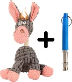 Edmondo Pluche Hondenknuffel – Ezel – Met Piep – Honden – Speelgoed – Honden Speelgoed – Duurzaam – Speeltje – Knuffel – Intelligentie + Ultrasoon Training Hondenfluitje