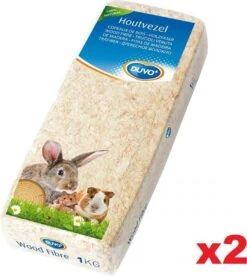 DUVO+ Houtvezel – Ideale Bodembedekking Voor Knaagdieren – Sterk Absorberend – 1Kg X 2Pak