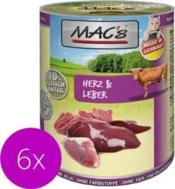 MAC’s Kattenvoer Natvoer Blik – 70% Hart & Lever – 6 X 400g