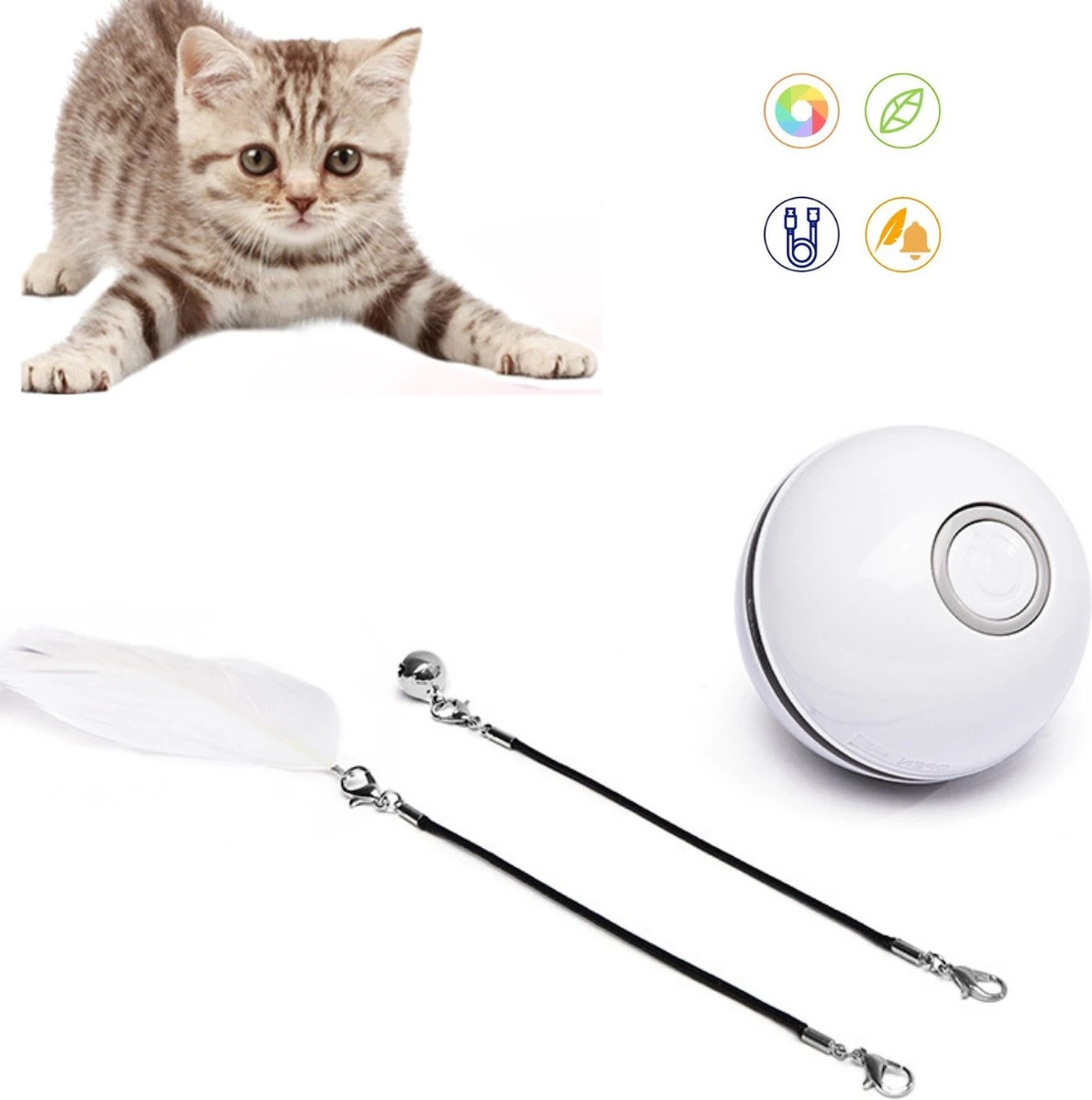 NIEUW – Labi – Speelgoed Kat/Hond – Interactief Rollende Bal – Led – USB – Wit 3 NIEUW – Labi – Speelgoed Kat/Hond – Interactief Rollende Bal – Led – USB – Wit