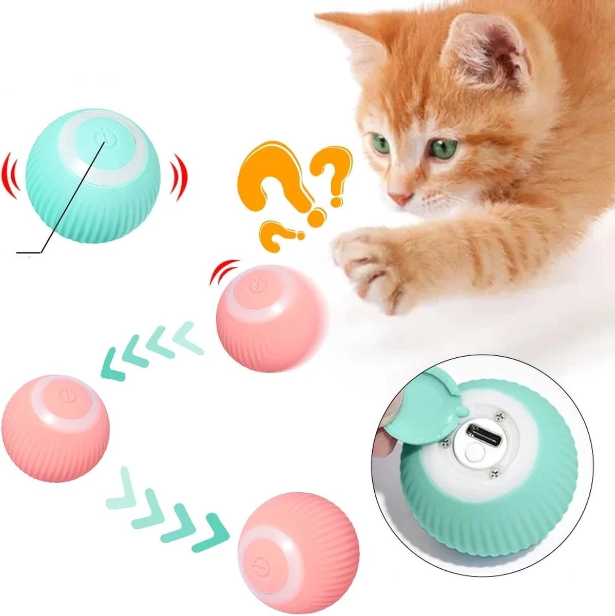 Musthavess- Kattenspeelgoed- Automatisch Rollende Kattenbal- Bal- Kattenbal- Slimme Katten Speelgoed- Siliconen Bal- Interactieve Speelgoedbal 3 Musthavess- Kattenspeelgoed- Automatisch Rollende Kattenbal- Bal- Kattenbal- Slimme Katten Speelgoed- Siliconen Bal- Interactieve Speelgoedbal