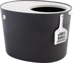 Iris Ohyama Top Entry Kattenbak PUNT-530 – Kunststof – Grijs/Wit – Met Schepje