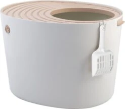 Iris Ohyama Top Entry Kattenbak PUNT-530 – Kunststof – Wit/Beige – Met Schepje