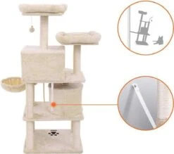 MIRA Home – Krabpaal Voor Katten – Krabpaal – Pluche/Sisal – Beige – 62×52.3×25.8