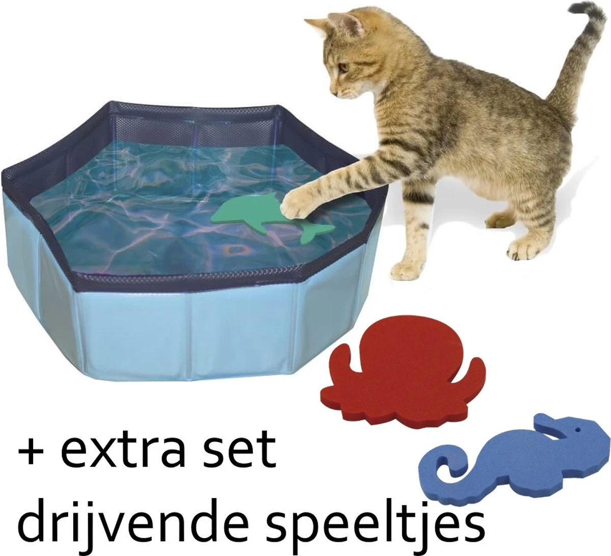Croci Zwembad Kat Met 2 Drijvende Speeltjes + 2 Extra Drijvende Speeltjes – Ø 30 X 10 Cm 3 Croci Zwembad Kat Met 2 Drijvende Speeltjes + 2 Extra Drijvende Speeltjes – Ø 30 X 10 Cm