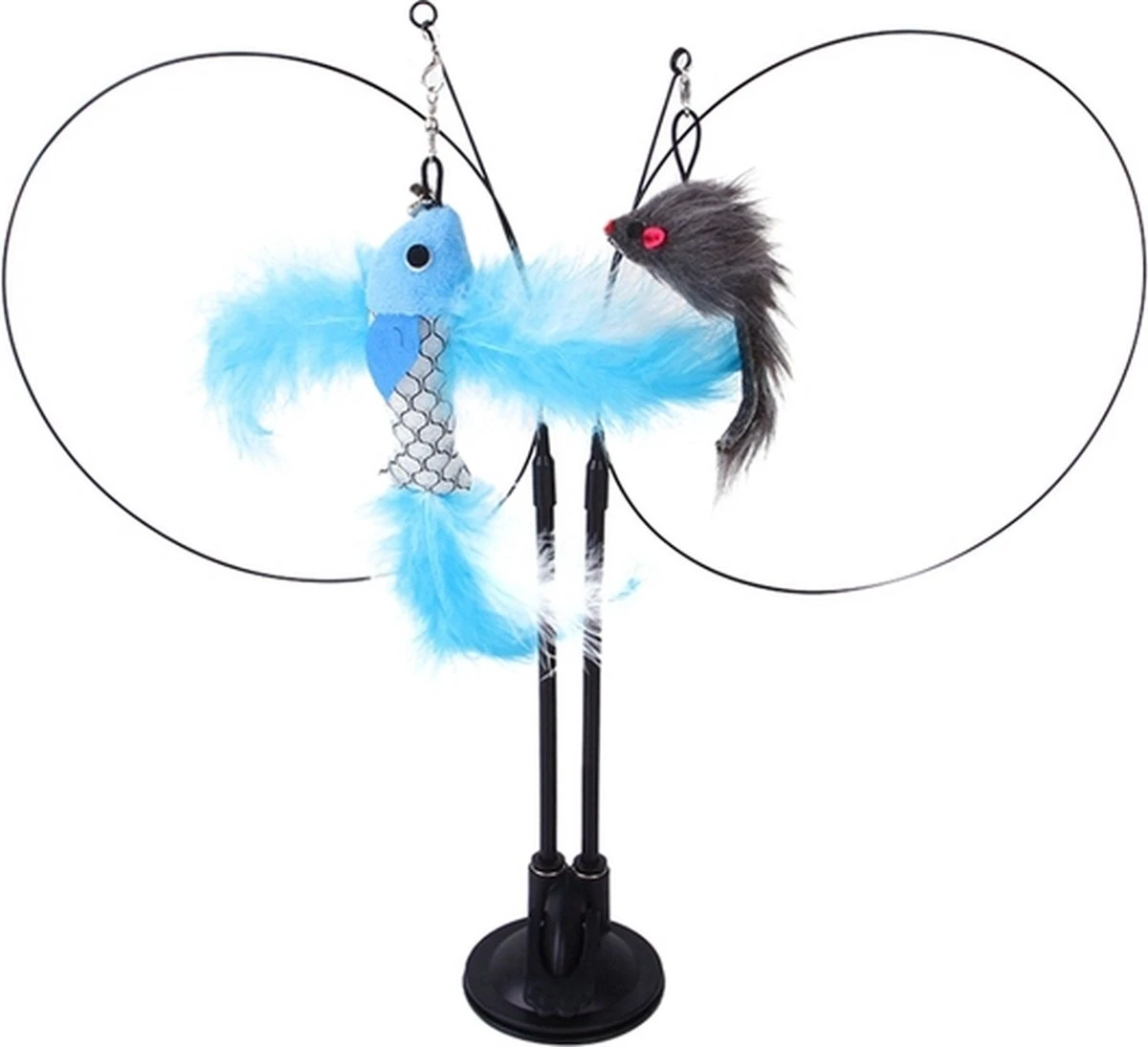 Kattenspeelgoed – Dubbele Teaser Op Standaard – Interactieve Kat Speelgoed – Kattenspeeltjes – Met Vis & Muis 3 Kattenspeelgoed – Dubbele Teaser Op Standaard – Interactieve Kat Speelgoed – Kattenspeeltjes – Met Vis & Muis