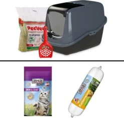 PeeWee EcoHus Startpakket Zwart/ Antraciet + Mac’s Snackpakket – 56 X 39 X 38.5 Cm