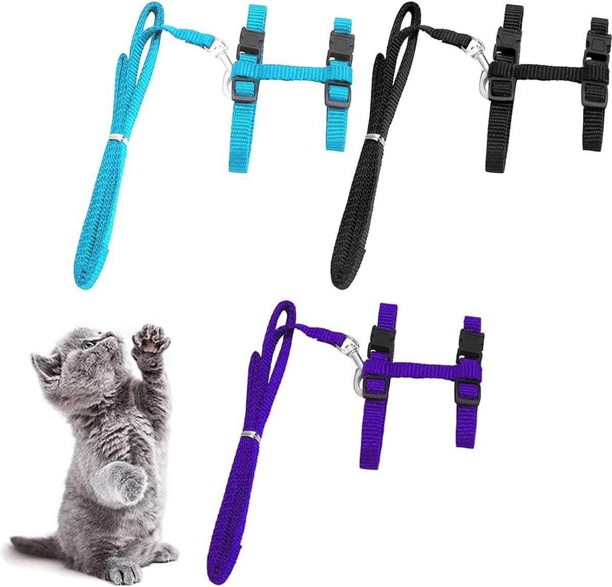 Kattentuigje,Forreen 3 Stuks Kat Harnas Verstelbaar Nylon Zacht Ademend Onbreekbaar Kattenharnas Kluis Konijnenharnas Voor Huisdier Puppy Kitten Konijn Binnen Buiten Wandelen 3 Kattentuigje,Forreen 3 Stuks Kat Harnas Verstelbaar Nylon Zacht Ademend Onbreekbaar Kattenharnas Kluis Konijnenharnas Voor Huisdier Puppy Kitten Konijn Binnen Buiten Wandelen