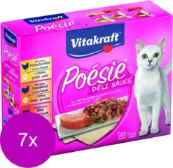 Vitakraft Poesie Multipack Deli Sauce Vlees Pouch 6×85 G – Kattenvoer – 7 X Kip&Kalkoen