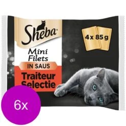 Sheba Multi-Pack Mini Filets Traiteur Pouch – Kattenvoer – 6 X Vlees 4×85 G