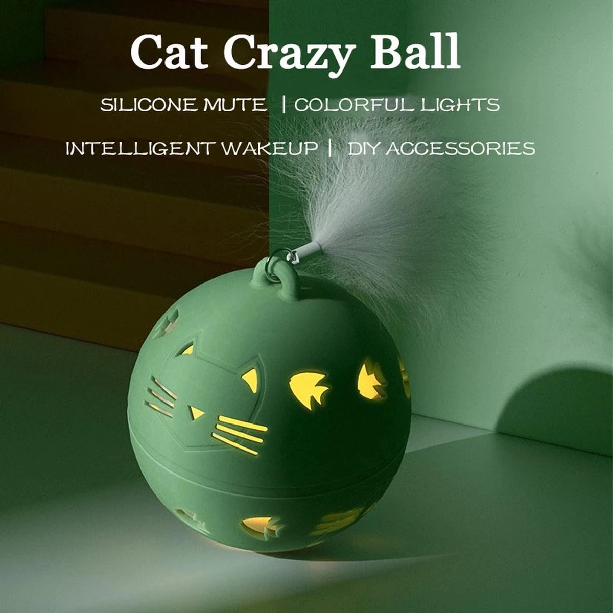 Elektrische Speel Bal Voor Katten – Crazy Cat Ball Speelgoed – Interactieve Stuiterbal – USB Oplaadbaar – Met Veertjes En Touwtjes – Zelf Bewegend 3 Elektrische Speel Bal Voor Katten – Crazy Cat Ball Speelgoed – Interactieve Stuiterbal – USB Oplaadbaar – Met Veertjes En Touwtjes – Zelf Bewegend