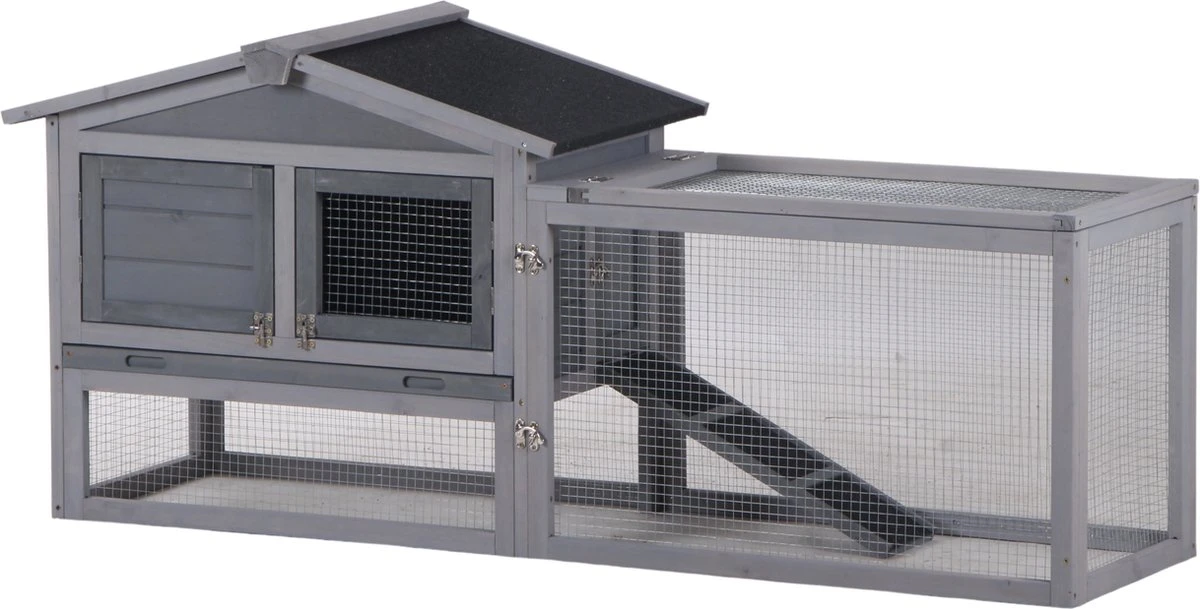 Topmast Konijnenhok Sunshine – Grijs – 155 X 53 X 70 Cm – Kippenhok – Konijnenkooi – Konijnenren – Konijnenhok Voor Buiten – Met Uitloopren 3 Topmast Konijnenhok Sunshine – Grijs – 155 X 53 X 70 Cm – Kippenhok – Konijnenkooi – Konijnenren – Konijnenhok Voor Buiten – Met Uitloopren