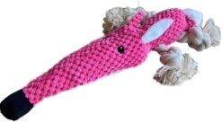 BoDutch Honden Knuffel – Muis – Puppyknuffel – Flostouw – Knisperoortjes – Met Piep – Roze – 36 Cm – Hondenspeelgoed