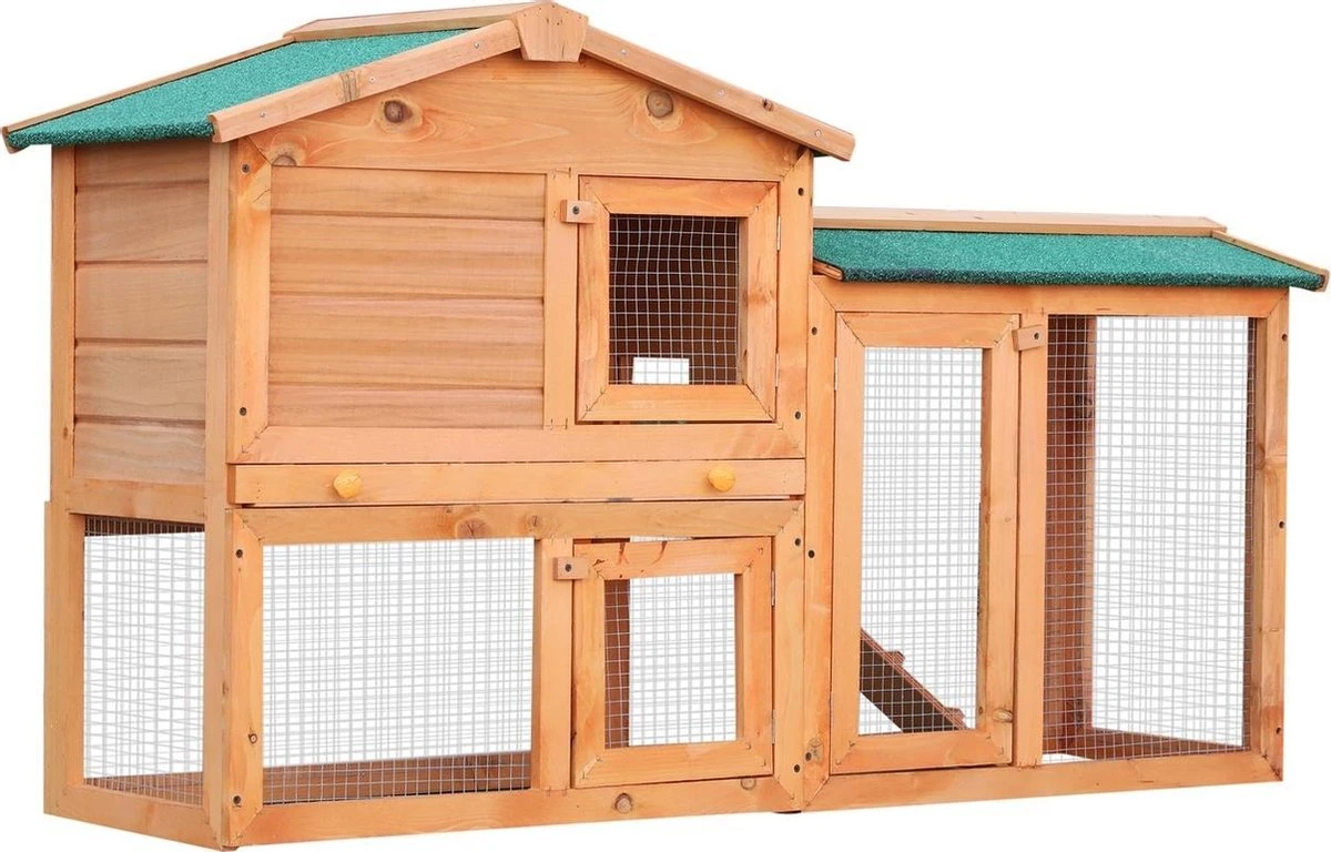 Konijnenhok – Konijnenren – Konijnenhok Voor Buiten – 145 X 45 X 85 Cm (LxBxH) 3 Konijnenhok – Konijnenren – Konijnenhok Voor Buiten – 145 X 45 X 85 Cm (LxBxH)