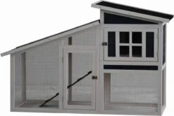 Konijnenhok Rome – Antraciet/Wit – 152 X 60 X 96 Cm