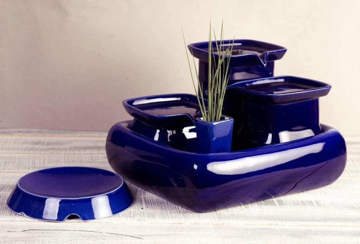 Miaustore Grote Keramische Drinkfontein Set – Kattenfontein – Voerbak – Drinkbak – Kattengras – Blauw – 3,4L – Keramisch – Katten En Honden -geen Filter Nodig 3 Miaustore Grote Keramische Drinkfontein Set – Kattenfontein – Voerbak – Drinkbak – Kattengras – Blauw – 3,4L – Keramisch – Katten En Honden -geen Filter Nodig