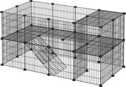 A.T. Shop Kooi, 36 Platen, 2 Niveaus, 143 X 71 X 73 Cm, Box Voor Kleine Dieren En Cavia’s, Incl. Rubberen Hamer, Voor Binnen, Verstelbaar, Individueel Te Monteren, Zwarte