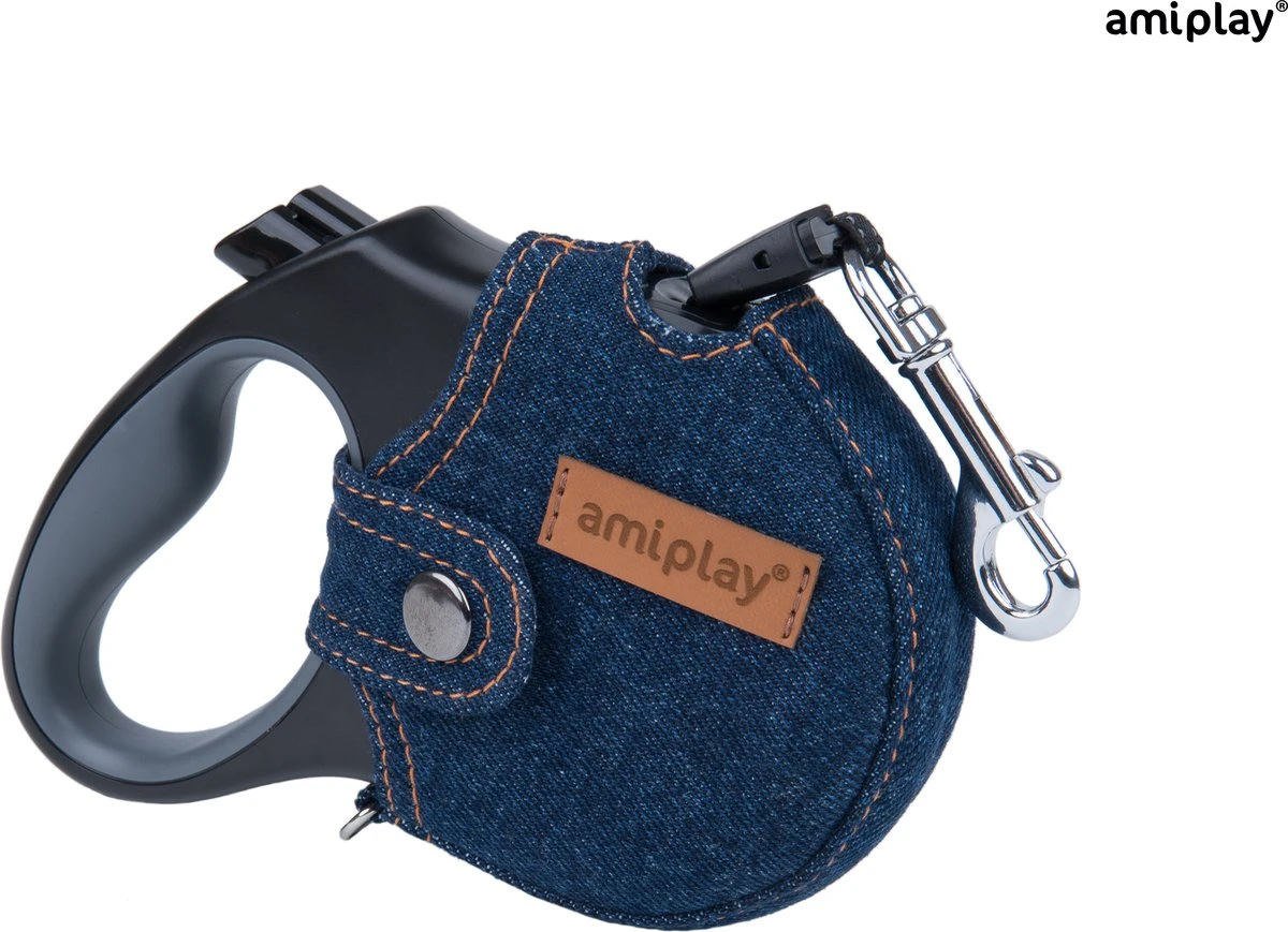 Dierenbenodigdheden Amiplay Ami Leiband Denim Intrekbaar+Hoes Mar. 3M-12Kg S 3 Dierenbenodigdheden Amiplay Ami Leiband Denim Intrekbaar+Hoes Mar. 3M-12Kg S