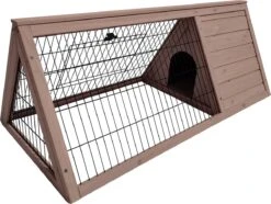 Duvo+ Woodland Konijnenhok Tristan 2 Forest L – 150x60x50cm Taupe + Gratis 100ml Drinkfles