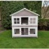 Konijnenhok Double Deluxe Grijs/wit 67x125x133 Cm