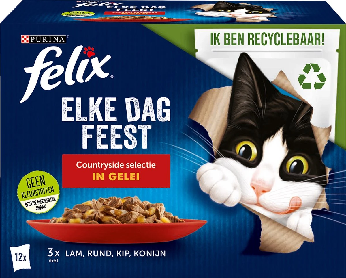 Felix Elke Dag Feest Countryside Selectie In Gelei – Katten Natvoer – 4x12x85 Gr 3 Felix Elke Dag Feest Countryside Selectie In Gelei – Katten Natvoer – 4x12x85 Gr