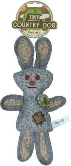 Country Dog Tiny Bonny – Honden Speelgoed – Honden Speeltje Met Piepgeluid – Honden Knuffel Gemaakt Van Duurzame Materialen – Dubbel Gestikt – Extra Lagen – Voor Trek Spelletjes Of Apporteren – Grijs/Bruin – 27cm