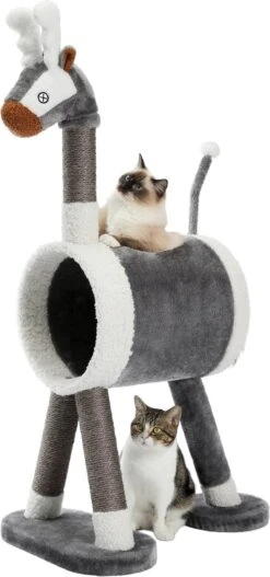 Kamyra® Originele Krabpaal Voor Katten – Met Kattenspeeltje, Kattenmand, Krabton & Kattenhuisje – Paard 116cm