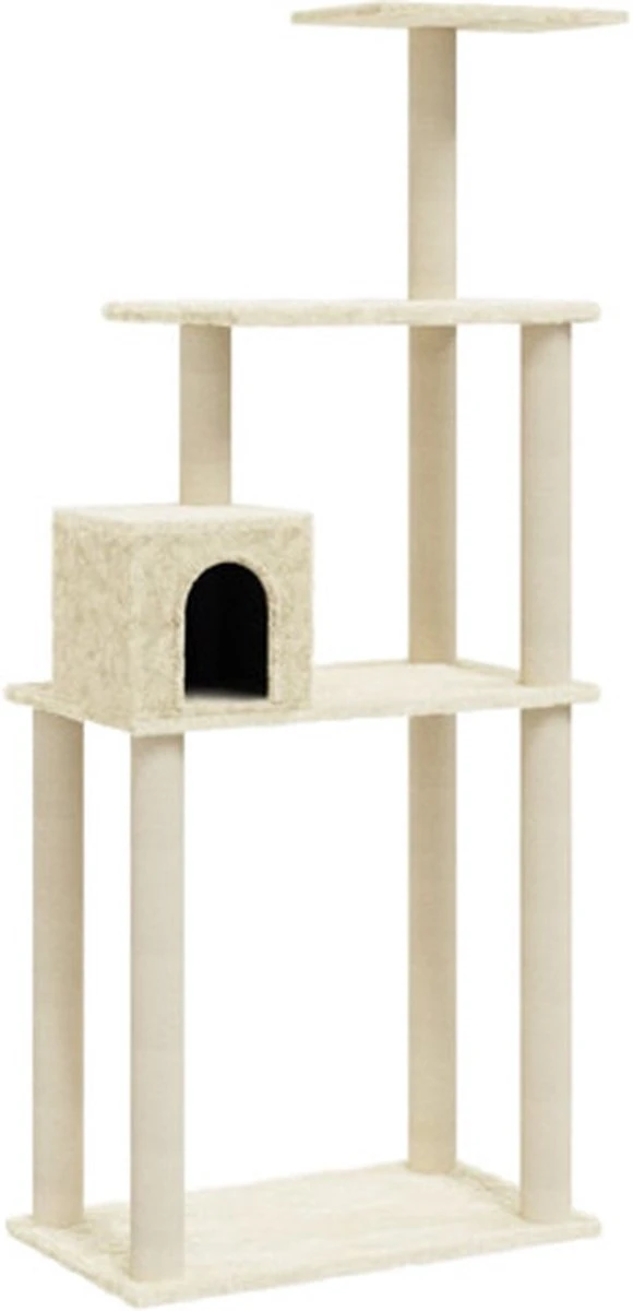 VidaXL Kattenkrabpaal Met Sisal Krabpalen 147 Cm Crèmekleurig 3 VidaXL Kattenkrabpaal Met Sisal Krabpalen 147 Cm Crèmekleurig