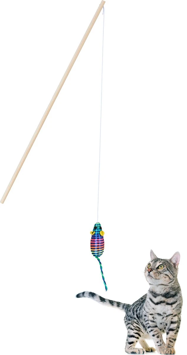 Relaxdays Kattenhengel Set Van 2 – Speelhengel Kat Met Muis – Houten Hengel Kattenspeeltje 3 Relaxdays Kattenhengel Set Van 2 – Speelhengel Kat Met Muis – Houten Hengel Kattenspeeltje