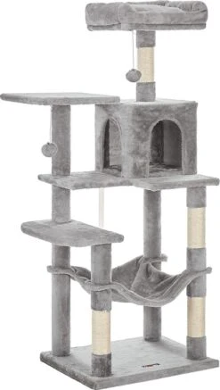 Naqsh Store Krabpaal, Krabpaal Met Hangmat, 143 Cm, Kattenboom Lichtgrijs PCT161W01