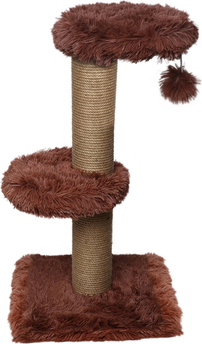 Topmast Krabpaal Fluffy Merida – Bruin – 34 X 34 X 67 Cm – Made In EU – Krabpaal Voor Katten – Sterk Sisal Touw – Met Kattenballetje 3 Topmast Krabpaal Fluffy Merida – Bruin – 34 X 34 X 67 Cm – Made In EU – Krabpaal Voor Katten – Sterk Sisal Touw – Met Kattenballetje