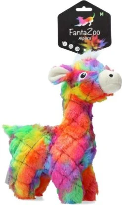 FantaZoo Alpaca Kleurrijke En Gerecyclede Honden Knuffel – Zeer Stevig, Zacht En Duurzaam – Maat L 32x16cm – Geschikt Voor Medium Hond