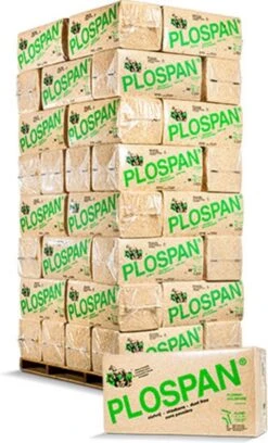Plospan Classic Houtvezel, Pallet A 24 Stuks, Gewicht Ca.20kg, Strooivolume Ca.550 Liter.