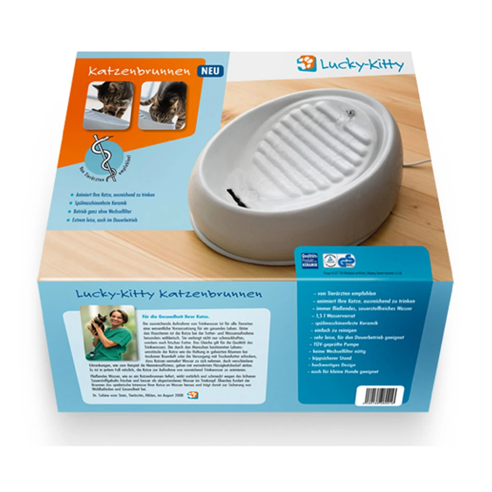 – Grijs – Lucky Kitty Keramische Drinkfontein 1,5 L 3 – Grijs – Lucky Kitty Keramische Drinkfontein 1,5 L