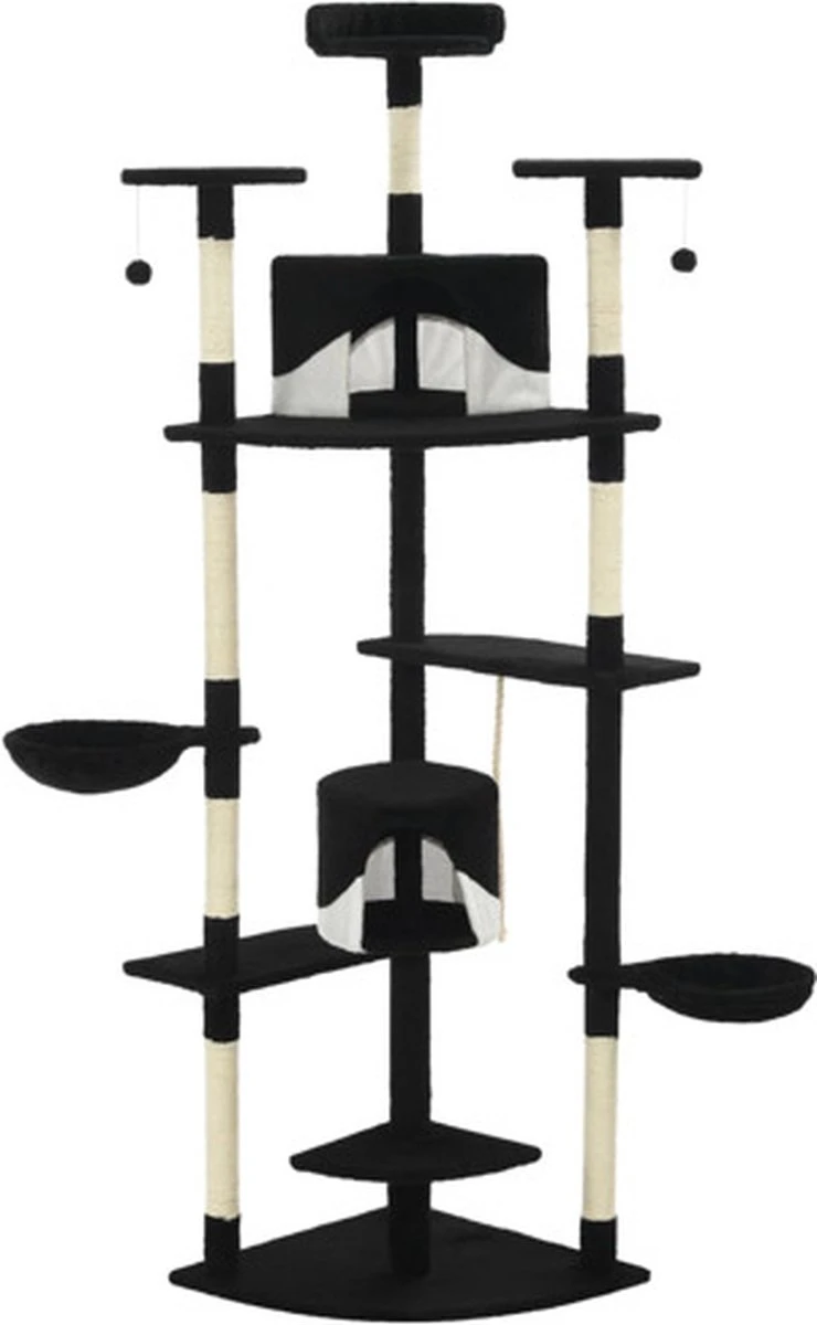 VidaXL Kattenkrabpaal Met Sisal Krabpalen 203 Cm Zwart En Wit