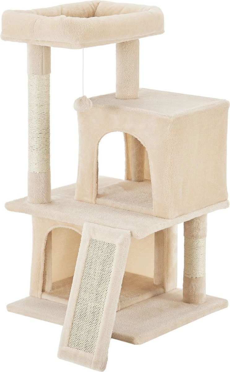 Katten Krabpaal Kimmy – Beige – Met Ligbed, Hol & Speeltje 3 Katten Krabpaal Kimmy – Beige – Met Ligbed, Hol & Speeltje