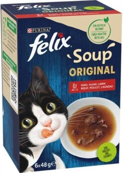 Felix Soup Filets Farm Selectie – Kattenvoer Natvoer – Rund, Kip, Lam – 6 X 48g
