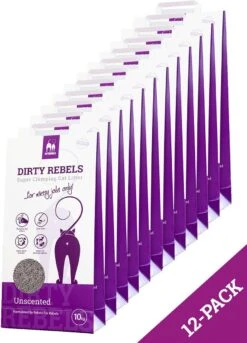 Dirty Rebels Kattenbakvulling GEURLOOS – 12-pack (12×10 L) – Extreem Snel Klontvormend