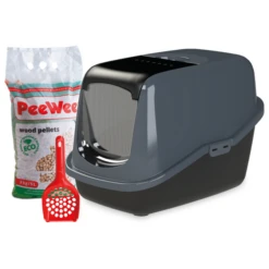 Peewee Startpakket Ecohûs – Kattenbak – 56x39x38.5 Cm Zwart Antraciet