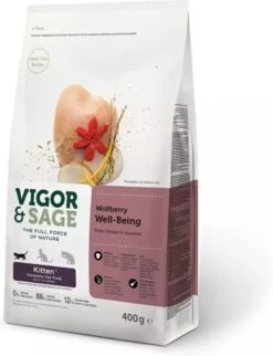 8x Vigor & Sage Kattenvoer Kitten Well-Being Wolfberry 400 Gr