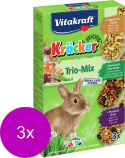 Vitakraft Konijn Kracker 3in1 – Konijnensnack – 3 X Musli&Groente&Popcorn