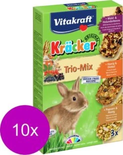 Vitakraft Konijn Kracker Honing/Popcorn/Active 3 In 1 – 10 Stuks