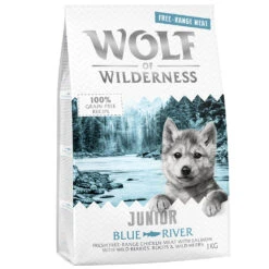 5x1kg Wolf Of Wilderness Junior Blue River Scharrelkip & Zalm Hondenvoer Droog